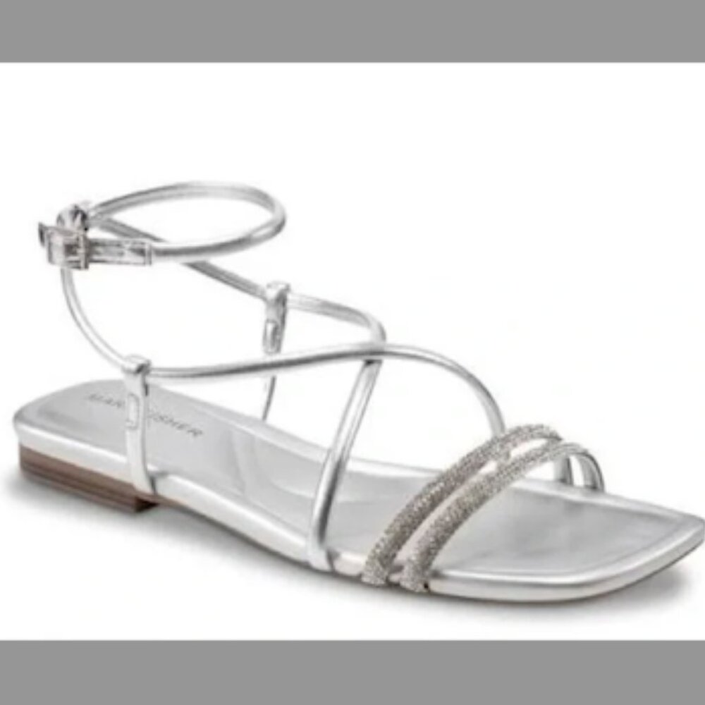 Marc Fisher Women's Lakity Strappy Square Toe Flat Sandals 9M